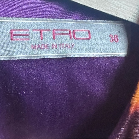 Etro sleeveless mini shift dress size 38 velvet Silk  Pockets Lined Color block - Picture 5 of 9